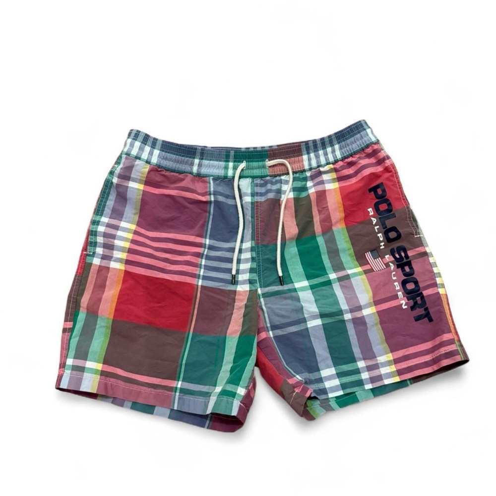 Polo sport by Ralph Lauren Men's Multicolor Plaid swim trunks size large